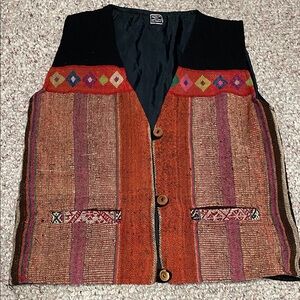 Alpaca wool embroidered Vest with Button Closure- new